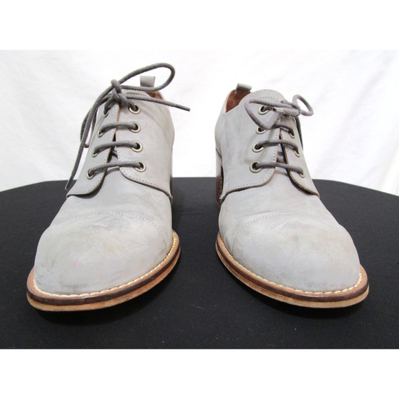 Topshop Gray Leather Lace Up Block Heel Booties Women 9-9.5 US/40 EU - Picture 4 of 11